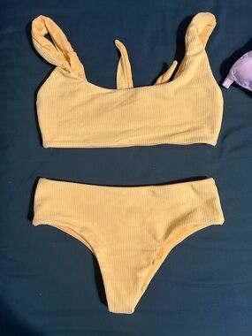 Ribbed Yellow Two-Piece Bikini Set